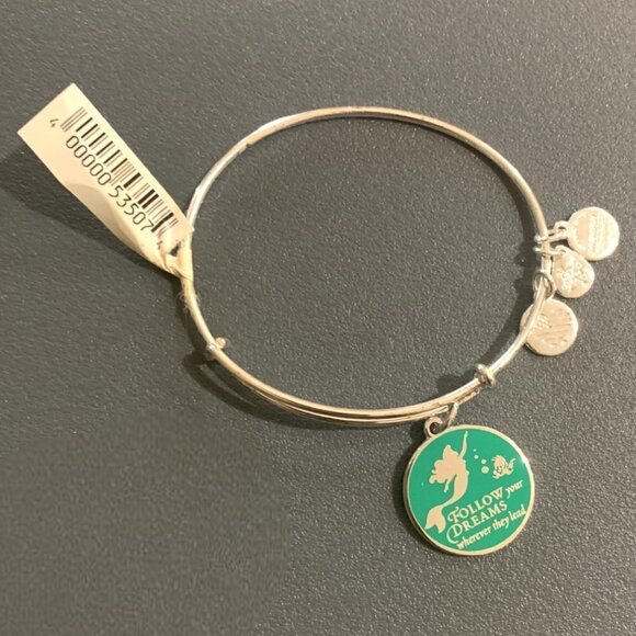 Disney Alex And Ani Bracelet - Ariel Follow Your Dreams - Silver - Picture 1 of 5